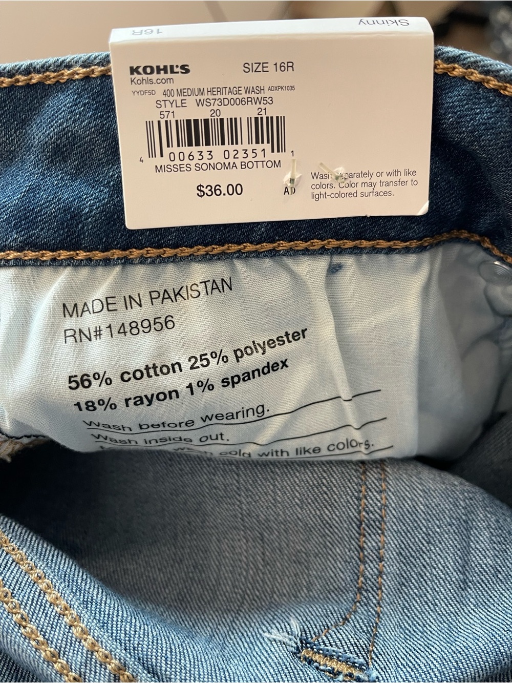Sonoma Women's Skinny Jeans in Medium Blue Heritage Wash